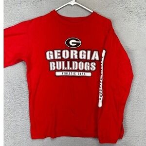 Georgia Bulldogs T-Shirt Mens Medium Red Athletic Long Sleeve‎ Tee Starter Team